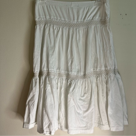 Amisu Off White Solid Color Tiered Women's Medium Midi Skirt - Picture 5 of 5